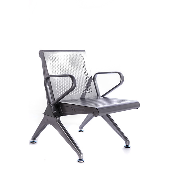 Banca asteptare metalica 1 loc, otel perforat, gri - DH 201