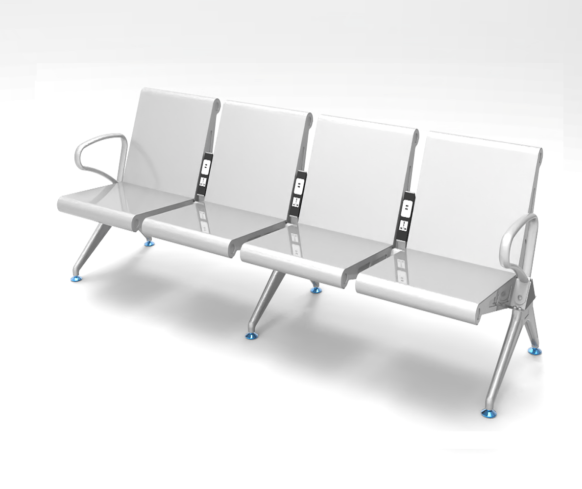 Bancuta-asteptare-metalica-USB-PRIZA-204U-Decohouse.ro-Bancuta-patru-locuri